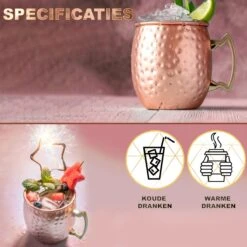 Toivo Moscow Mule Bekers Deluxe 2 Stuks - Brons - 500 Ml - Inclusief RVS Rietjes - Cocktailglas - Bekers -Merkloos Winkel 1200x1200 3365