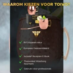 Toivo Moscow Mule Bekers Deluxe 2 Stuks - Brons - 500 Ml - Inclusief RVS Rietjes - Cocktailglas - Bekers -Merkloos Winkel 1200x1200 3366