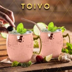 Toivo Moscow Mule Bekers Deluxe 2 Stuks - Brons - 500 Ml - Inclusief RVS Rietjes - Cocktailglas - Bekers -Merkloos Winkel 1200x1200 3367
