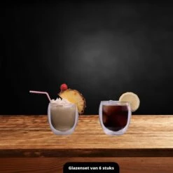 GLAEZ® Dubbelwandige Theeglazen - Set Van 6 Glazen - Latte Macchiato Koffieglazen - Koffiekopjes/Theeglazen - Koffieglas Handgeblazen - Dubbelwandig Koffieglazen - Vaatwasserbestendig - Topcadeaus - Cadeau Voor Haar - 250 Ml - Set Van 6 Glazen -Merkloos Winkel 1200x1200 3667