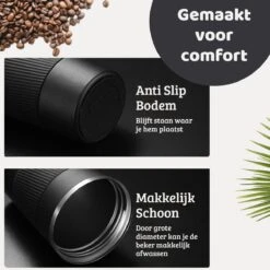 Mmoods Thermosbeker Voor Koffie En Thee 380ml - Koffiebeker To Go - Reisbeker Voor Auto - Herbruikbare Drinkfes Voor Warme En Koude Dranken - Ecologische Thermoskan Zwart Geschenk -Merkloos Winkel 1200x1200 395