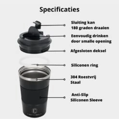 Castagnola Design RVS Koffiebeker To Go - Zwart - 380ml - Thermosbeker - Theebeker -Merkloos Winkel 1200x1200 479