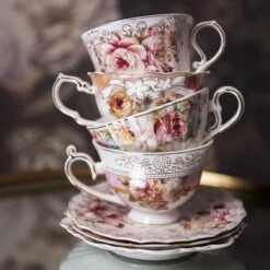 Clayre & Eef Kop En Schotel 200 Ml Roze Wit Porselein Rond Bloemen Servies Cadeau Voor Haar Cappuccino -Merkloos Winkel 1200x1200 735