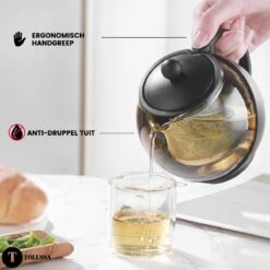 Tolussa Premium Theepot Glas Met Filter - 1.25L - Zwart - Isolerend - Lekt Niet -Merkloos Winkel 1200x1200 822