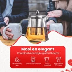 Procidi® Glazen Theepot Met Filter - Theekan Met Infuser - Dubbelwandig Borosilicaat Glas - Thee Thermoskan - Koffiekan 950 ML - Teapot -Merkloos Winkel 1200x1200 880