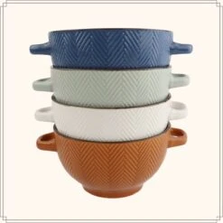 OTIX Soepkommen - Met Oor - Set Van 4 - Verschillende Kleuren - Aardewerk - 680 Ml -Merkloos Winkel 1200x1200 983