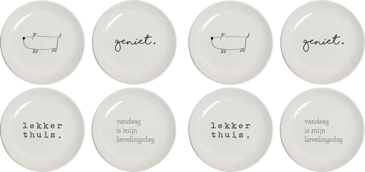 Gusta Gebaksbordjes Ø 15cm Genieters 8 Stuks - 2x Set Van 4 Stuks