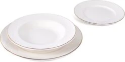 LeRijn® Serviesset Deventer 8 Persoons - 24 Delig - Licht Crème Wit Met Gouden Rand En Motief - Dinerborden - Soepborden - Dessertborden - Borden Servies - Bordenset -Merkloos Winkel 1200x598
