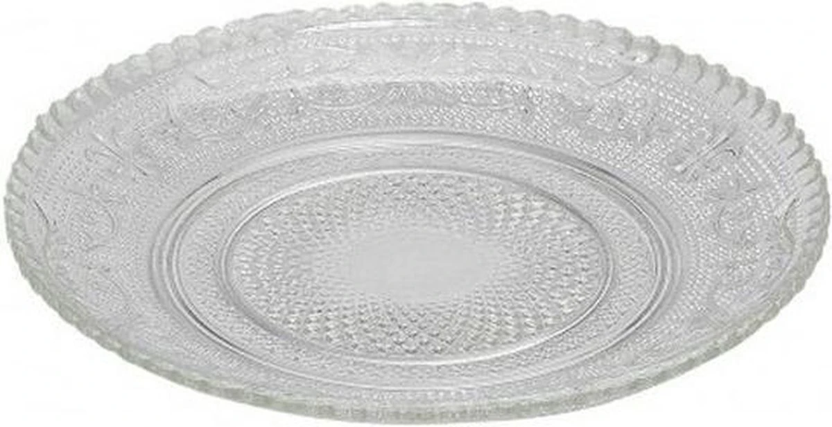 Merkloos 12x Dessert/gebaksbordjes Glas Barok 15 Cm - Kleine Glazen Bordjes - Tafel Dekken 3 Merkloos 12x Dessert/gebaksbordjes Glas Barok 15 Cm - Kleine Glazen Bordjes - Tafel Dekken