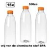 15x Flesje PET Helder 500cc Met Oranje Dop - Drinken Jus Sinas Cola Sappen Dranken