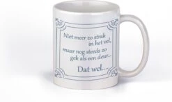 Mok Bedrukt Met Tekst | Niet Meer Zo Strak In Het Vel | Cadeaumok Voor 40 - 50 - 60 - 70 Jaar | Verjaardagsmok Abraham | Cadeau Voor Man | Kado Voor Vrouw | Sarah | Grappige Tekstmok | Hollands Tegeltje -Merkloos Winkel 1200x714