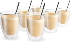 Vaja® Koffieglazen Set – Theeglazen Met Lepel – 350 Ml- Dubbelwandig - Cappuccino Glazen – Latte Macchiato Glazen - Theeglas 6 Stuks -Merkloos Winkel 1200x724 4