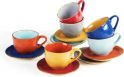 Vivi Oggi - Koffiekopjes Set Van 6 - Ø 9cm - Cappuccino - Kop En Schotel - 150 Ml - Italië -Merkloos Winkel 1200x746