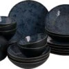 Palmer Serviesset Lester Stoneware 6-persoons 24-delig Zwart Blauw -Merkloos Winkel 1200x770 1