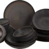 Palmer Serviesset Houston Stoneware 6-persoons 24-delig Zwart Grijs