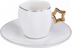 Karaca -Star- Set Van 6 Koffiekopset 80 Ml- Koffiekopjes Voor 6 Personen-Turkse Koffie-Moccakop-espressokop-12-delig, Witgoud, 6 Espressokopjes En 6 Schoteltjes, Mokkakopjes, Porselein, Koffieservies -Merkloos Winkel 1200x804 1