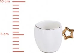 Karaca -Star- Set Van 6 Koffiekopset 80 Ml- Koffiekopjes Voor 6 Personen-Turkse Koffie-Moccakop-espressokop-12-delig, Witgoud, 6 Espressokopjes En 6 Schoteltjes, Mokkakopjes, Porselein, Koffieservies -Merkloos Winkel 1200x867 1