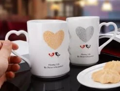 Faseras Liefdesmok/Couple Mok - Liefdesgeschenk - Huwelijksgeschenk - Hartje/Vogeltje - Porselein - 360ml - Wit -Merkloos Winkel 1200x907 2
