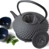 Tealøv THEE SET 1,25 LITER GIETIJZER | COMPLETE SET IN GESCHENKDOOS | Gietijzeren Theepot Met Roestvrijstalen Zeef, Gietijzeren Theekopjes En Onderzetter | In Authentiek Japanse Stijl | Kambin Zwart -Merkloos Winkel 1200x930 1