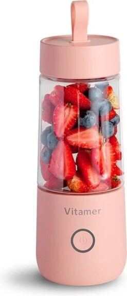 Merkloos Mini Blender - Smoothie Maker - Compact Blender - Draagbare Blender - Oplaadbare Mini Blender - Portable Blender - Draagbare Mini Blender - Lichtgewicht - Vitamer 4 Bladen - Fruit Juicer - Fruit Blender - Blender - Blender - Blenders - Keukenmachines