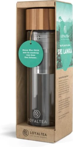 LoyalTea - Theeglas Met Filter - 350 Ml - Bamboo - Theeglazen