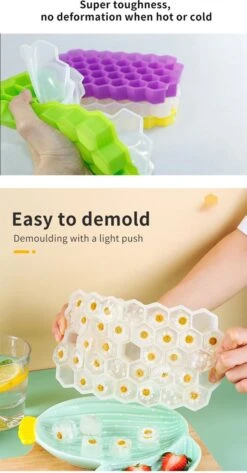 Siliconen IJsblokjesvorm Met Deksel Assorti - IJsklontjesvorm - IJsklontjes - IJsvormpjes Maker - Fruit IJs - Babyvoeding - IJsjes Maken - Fruit Voor Smoothies Invriezen - IJslolly's - Hapjes - IJsklontjes Vorm - Herbruikbaar - BPA Vrij - Hexagon -Merkloos Winkel 626x1200 4