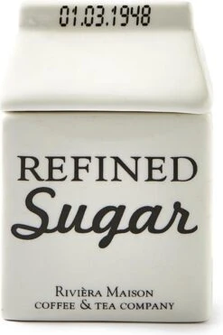 Riviera Maison Suikerpot, Voorraadpot - Carton Jar Sugar – Wit - (LxBxH) 7.6x7.6x10 Cm -Merkloos Winkel 799x1200 16