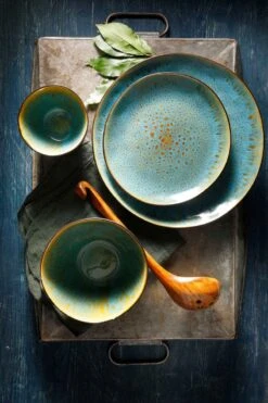 Palmer Bord Lotus 20.5 Cm Zwart Turquoise Stoneware 6 Stuk(s) -Merkloos Winkel 800x1200 60