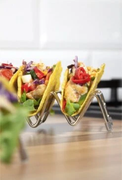 Krumble Taco Houder - Taco En Tortilla Houder Voor 4 Stuks - Serveerschalen - Koken & Tafelen - Kookgerei - Snack- & Tappasschalen - Metaal - Zilver -Merkloos Winkel 813x1200 1