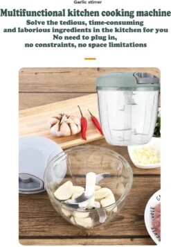 Doogo® Groentesnijder Met Trekkoord – Hakmolen – 900 ML – Groentehakker – Kruidenmolen – Uiensnijder – Blauw -Merkloos Winkel 833x1200 3
