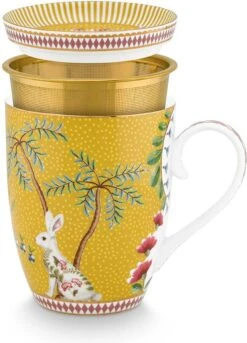 Pip Studio La Majorelle Yellow - Theeset - Porselein - Mok + Theezeef + Theetip - Porselein - 350ml - Geel Servies - Pasen - Konijn -Merkloos Winkel 864x1200 1