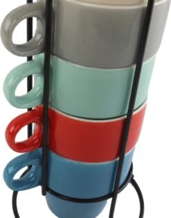 Orange85 Koffiekopjes - Met Houder - Set Van 6 - Gekleurd - 300 Ml - Keramiek -Merkloos Winkel 945x1200