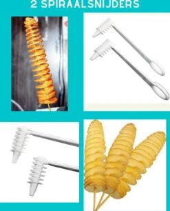Merkloos Paul's Kitchen Original™ Aardappel-Spiraalsnijder - Patato Twister -Groente Twister Chips Maker-3 Stuks