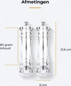 101Products Peper- & Zoutmolen Set - Acryl - Transparant - Verstelbare Maalgraad - Zeezout én Kruidenmixes -Merkloos Winkel 986x1200 1