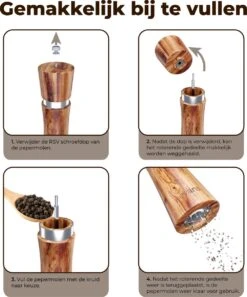 Luxe Peper En Zoutmolen Set - Pepermolen - Acacia Hout - RVS - 21cm -Merkloos Winkel 999x1200 6